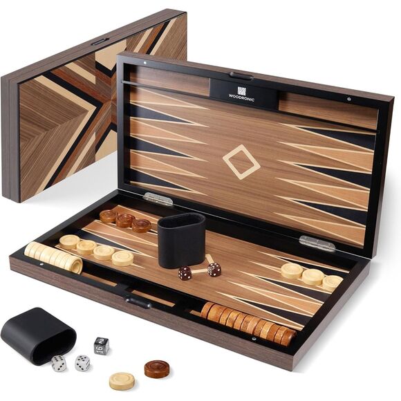 Woordic Solid Wood Backgammon Set